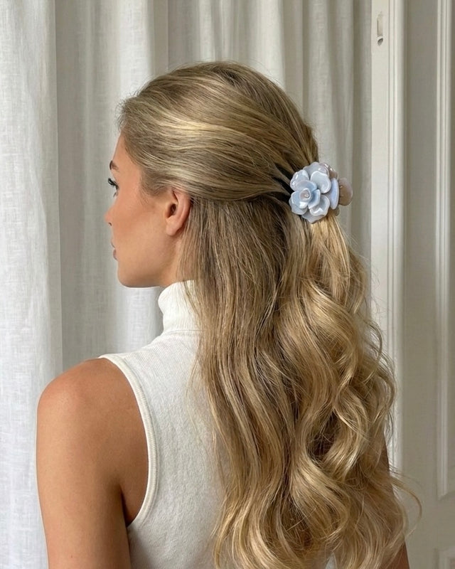 Elle Acetat-Haarspange – Hellblau/ Hellrosa