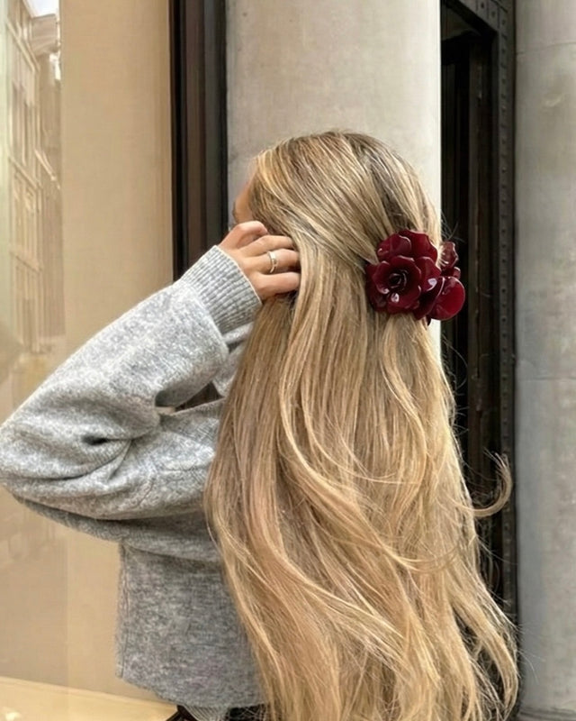 Elle Maxi Acetat-Haarspange – Satin Cherry