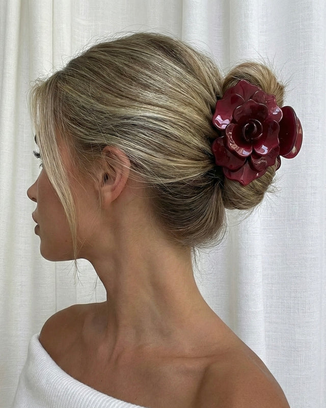 Elle Maxi Acetat-Haarspange – Satin Cherry