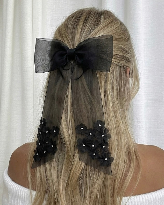 Grace Organza Haarschleife - Schwarz