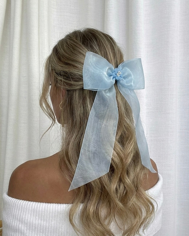 Jolie Organza Haarschleife kurz - Hellblau