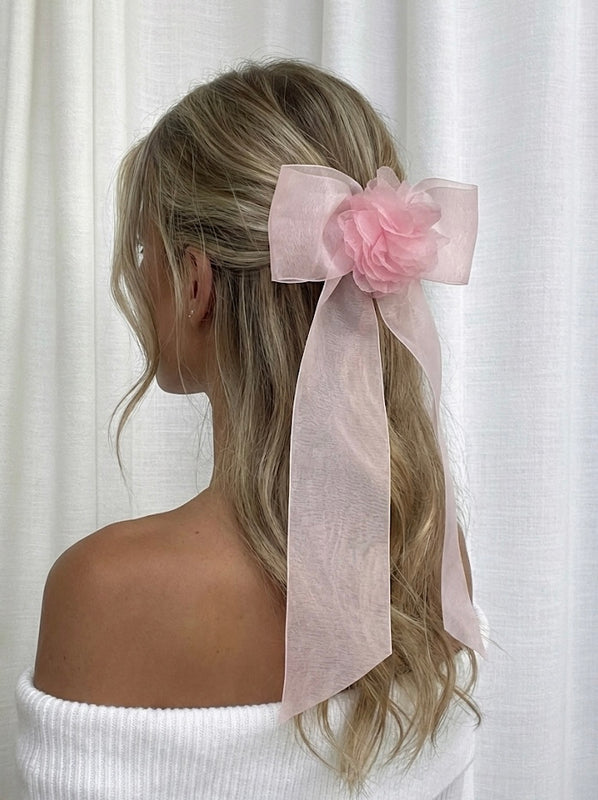 Rosie Organza Haarschleife - Perlrosa