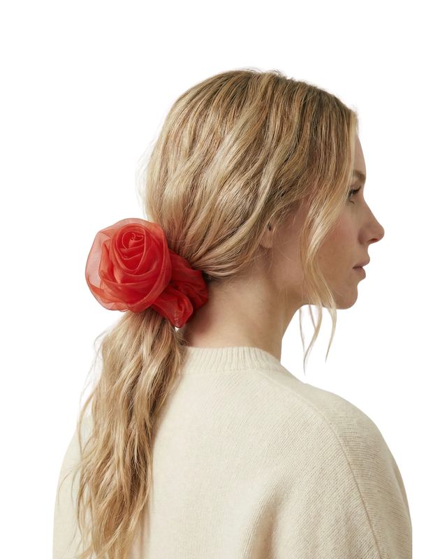 Scarlet Organza Scrunchie - Rot