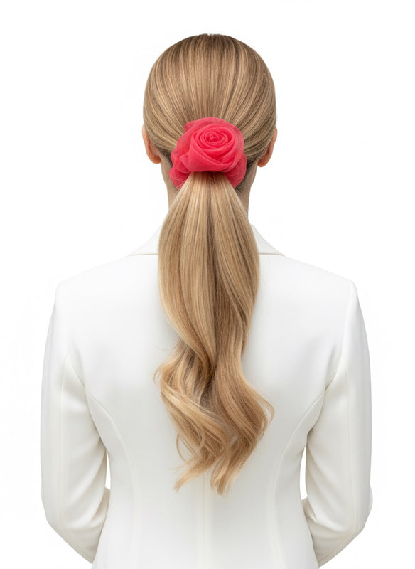 Scarlet Organza Scrunchie